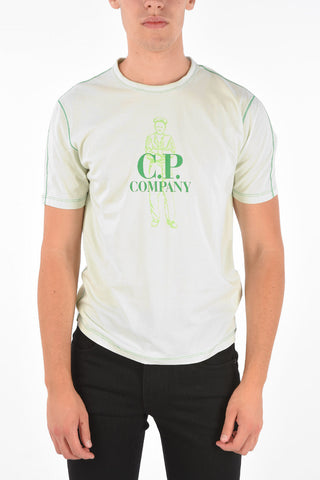 T-shirt Stampata con Cuciture a Vista