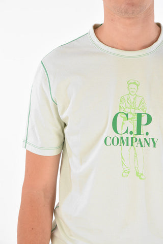 T-shirt Stampata con Cuciture a Vista