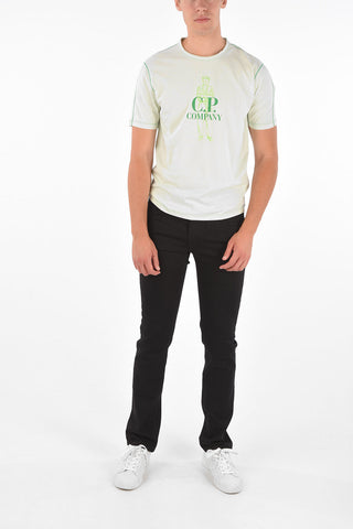T-shirt Stampata con Cuciture a Vista