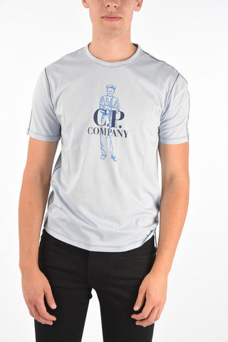 T-shirt Stampata con Cuciture a Vista