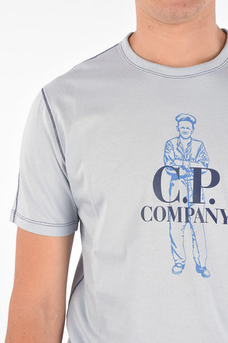 T-shirt Stampata con Cuciture a Vista
