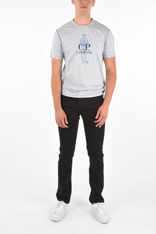 T-shirt Stampata con Cuciture a Vista