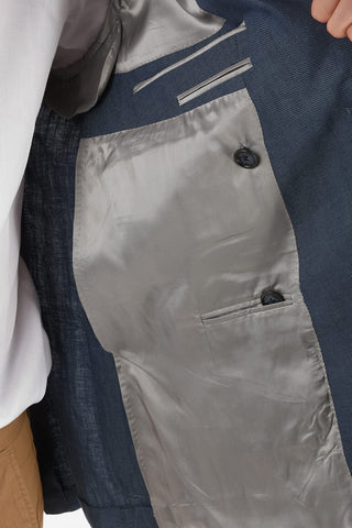 Silk and Linen Double-Breasted Jacket GATE with Vents and Peak Lapels