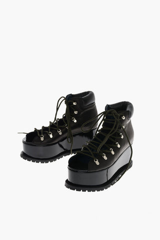 8cm leather ankle boots with platform