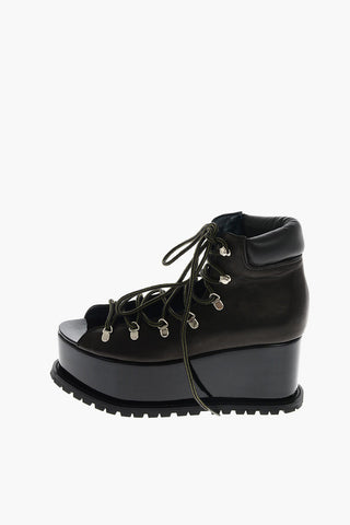 8cm leather ankle boots with platform