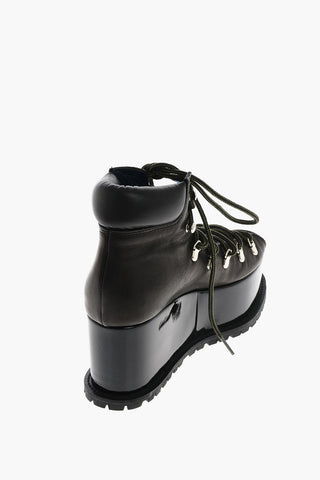 8cm leather ankle boots with platform