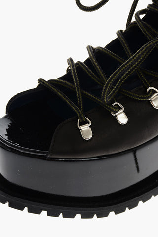 8cm leather ankle boots with platform