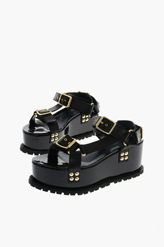 leather sandals with platform 8cm