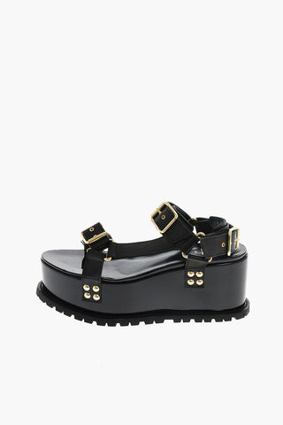 leather sandals with platform 8cm