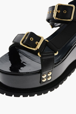 leather sandals with platform 8cm