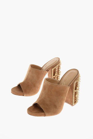 11cm suede leather LILY Sandals with rhinestone embellished