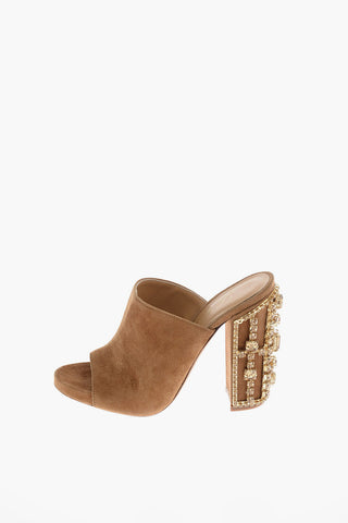 11cm suede leather LILY Sandals with rhinestone embellished