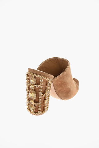 11cm suede leather LILY Sandals with rhinestone embellished