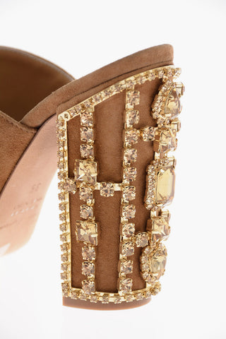 11cm suede leather LILY Sandals with rhinestone embellished
