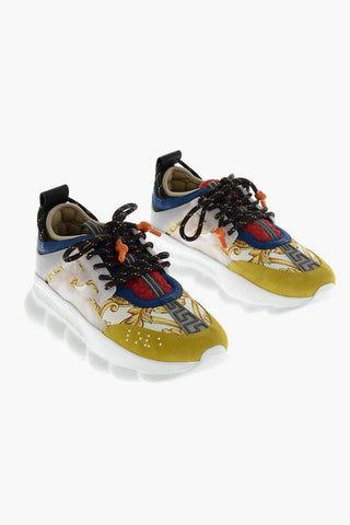 sneakers CHAIN REACTION in pelle e tessuto con stampa gold hibiscus