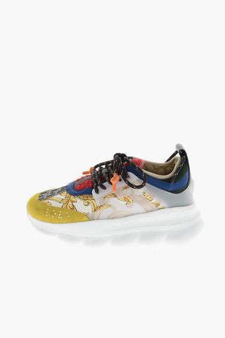 sneakers CHAIN REACTION in pelle e tessuto con stampa gold hibiscus