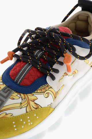 sneakers CHAIN REACTION in pelle e tessuto con stampa gold hibiscus