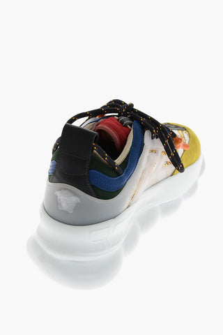 sneakers CHAIN REACTION in pelle e tessuto con stampa gold hibiscus