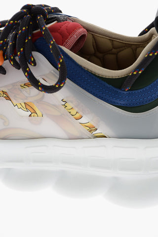 sneakers CHAIN REACTION in pelle e tessuto con stampa gold hibiscus