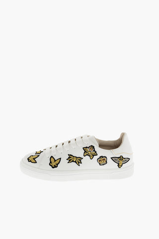 leather sneakers with military patch