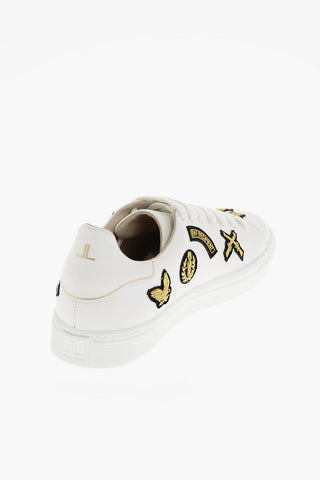 leather sneakers with military patch