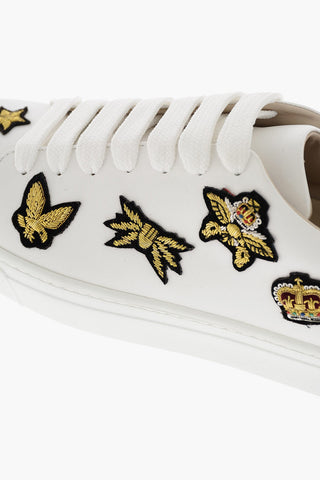 leather sneakers with military patch