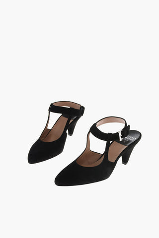 Sandali ankle-strap TOSCA in pelle scamosciata Point toe 7cm