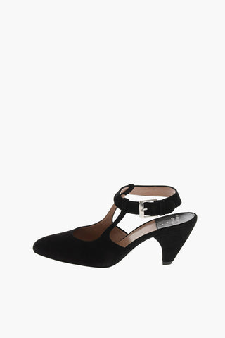 Sandali ankle-strap TOSCA in pelle scamosciata Point toe 7cm
