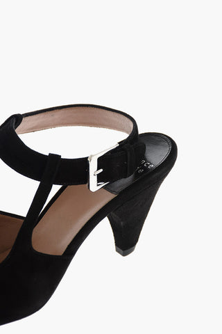 Sandali ankle-strap TOSCA in pelle scamosciata Point toe 7cm