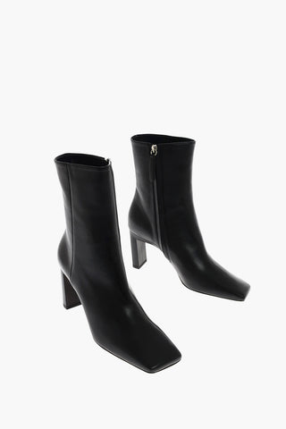 Stivaletti con tacco ISA in pelle Punta Quadrata 9 cm
