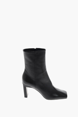 Stivaletti con tacco ISA in pelle Punta Quadrata 9 cm