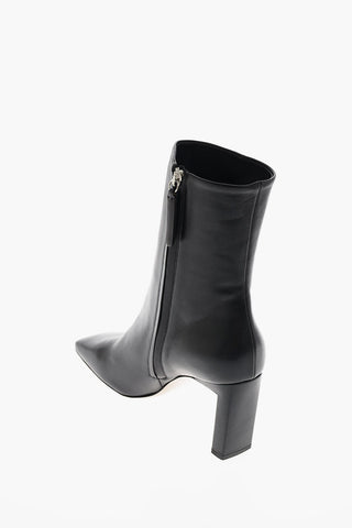 Stivaletti con tacco ISA in pelle Punta Quadrata 9 cm