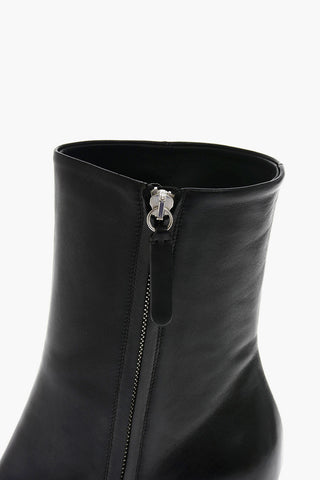 Stivaletti con tacco ISA in pelle Punta Quadrata 9 cm