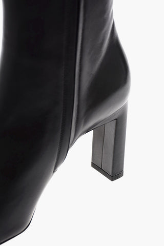 Stivaletti con tacco ISA in pelle Punta Quadrata 9 cm