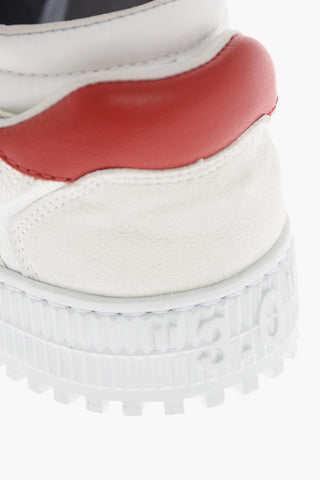 leather and fabric sneakers