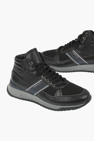 Fabric and Leather High Sneakers