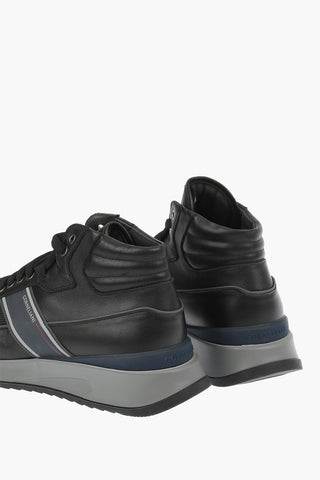 Fabric and Leather High Sneakers
