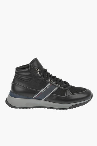 Fabric and Leather High Sneakers