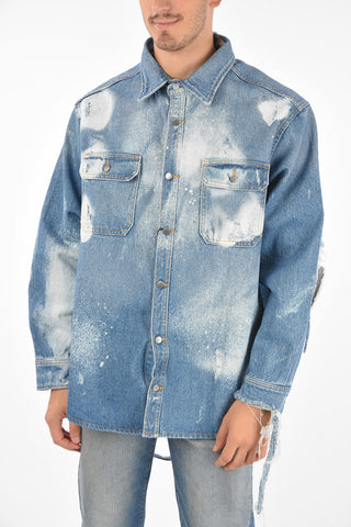 Giubbotto Oversized in Denim Distressed
