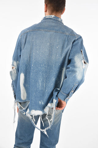 Giubbotto Oversized in Denim Distressed