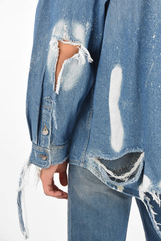 Giubbotto Oversized in Denim Distressed