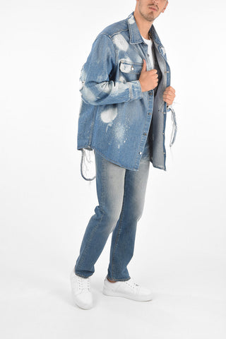Giubbotto Oversized in Denim Distressed