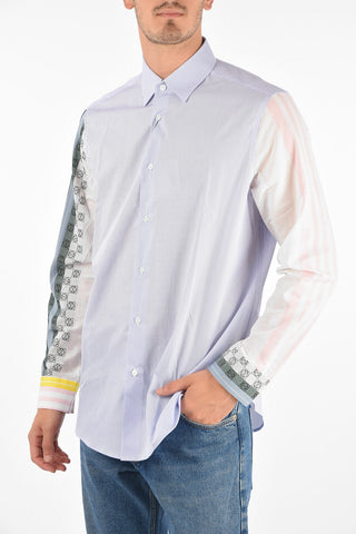 Pinstriped Shirt with Contrasting Sleeves