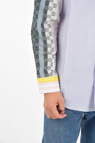 Pinstriped Shirt with Contrasting Sleeves