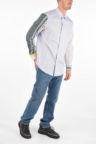 Pinstriped Shirt with Contrasting Sleeves