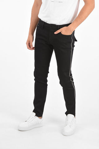 EMPORIO ARMANI 16cm Stretch Denim Piping Jeans