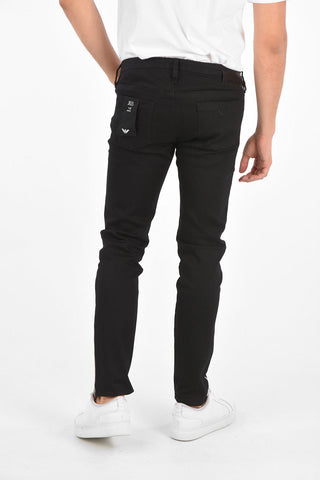 EMPORIO ARMANI 16cm Stretch Denim Piping Jeans