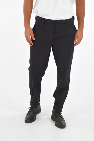 Pantaloni Slim Fit con Chiusura a Scomparsa