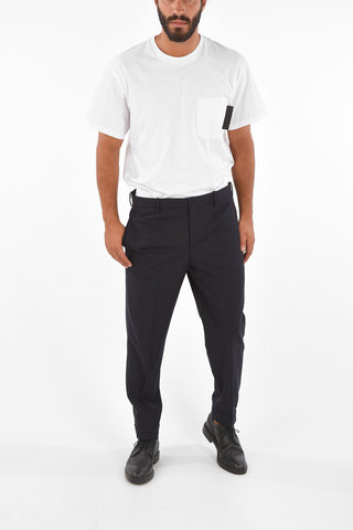 Pantaloni Slim Fit con Chiusura a Scomparsa