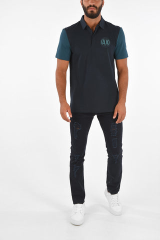 ARMANI EXCHANGE piquè cotton 3 button polo shirt